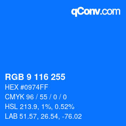 Color code: RGB 9 116 255 | qconv.com