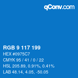 Color code: RGB 9 117 199 | qconv.com