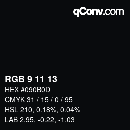 Color code: RGB 9 11 13 | qconv.com