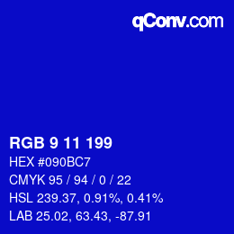 Color code: RGB 9 11 199 | qconv.com