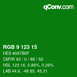 Color code: RGB 9 123 15 | qconv.com