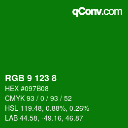 Color code: RGB 9 123 8 | qconv.com