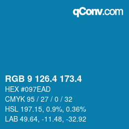 カラーコード: RGB 9 126.4 173.4 | qconv.com