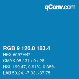 カラーコード: RGB 9 126.8 183.4 | qconv.com