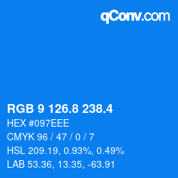 カラーコード: RGB 9 126.8 238.4 | qconv.com