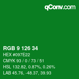 Farbcode: RGB 9 126 34 | qconv.com