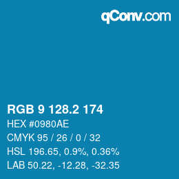 カラーコード: RGB 9 128.2 174 | qconv.com