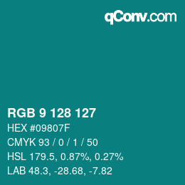 カラーコード: RGB 9 128 127 | qconv.com