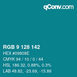 Color code: RGB 9 128 142 | qconv.com