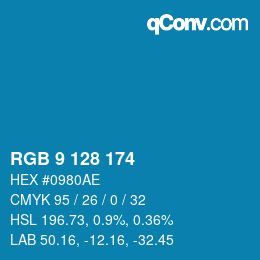 颜色代码: RGB 9 128 174 | qconv.com