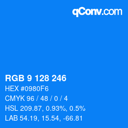 颜色代码: RGB 9 128 246 | qconv.com