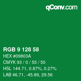 Color code: RGB 9 128 58 | qconv.com
