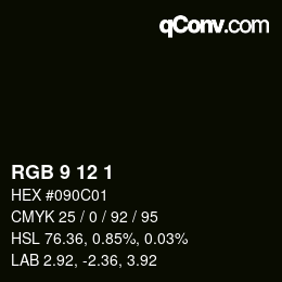 カラーコード: RGB 9 12 1 | qconv.com