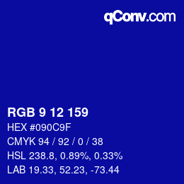 カラーコード: RGB 9 12 159 | qconv.com