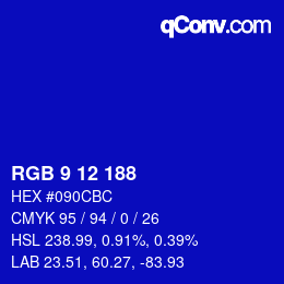 Color code: RGB 9 12 188 | qconv.com