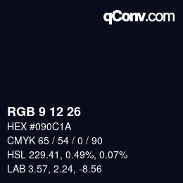 Color code: RGB 9 12 26 | qconv.com