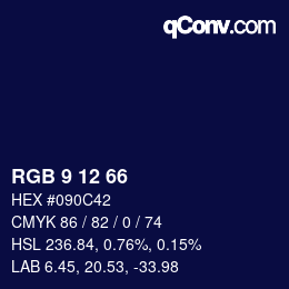 Color code: RGB 9 12 66 | qconv.com