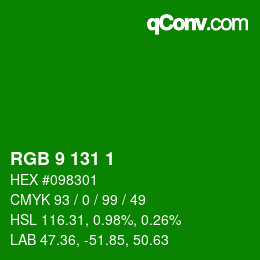 Color code: RGB 9 131 1 | qconv.com