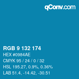 Color code: RGB 9 132 174 | qconv.com