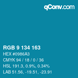 Color code: RGB 9 134 163 | qconv.com