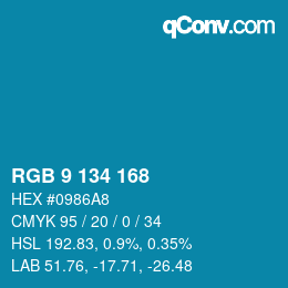 Color code: RGB 9 134 168 | qconv.com