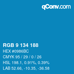 Color code: RGB 9 134 188 | qconv.com