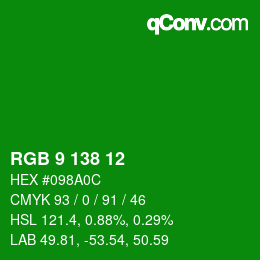 Color code: RGB 9 138 12 | qconv.com