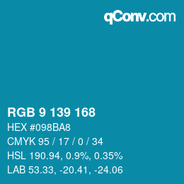 カラーコード: RGB 9 139 168 | qconv.com