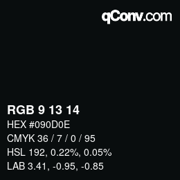 カラーコード: RGB 9 13 14 | qconv.com