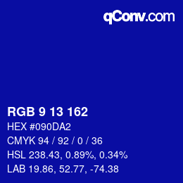 Color code: RGB 9 13 162 | qconv.com