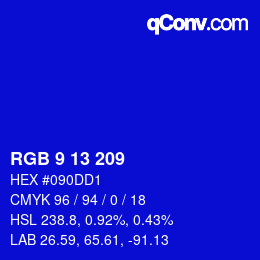 Color code: RGB 9 13 209 | qconv.com