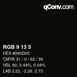 Color code: RGB 9 13 5 | qconv.com