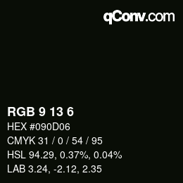 Color code: RGB 9 13 6 | qconv.com