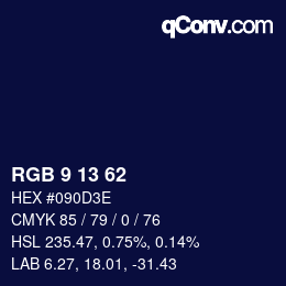 Color code: RGB 9 13 62 | qconv.com