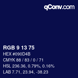 Color code: RGB 9 13 75 | qconv.com