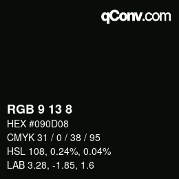 颜色代码: RGB 9 13 8 | qconv.com