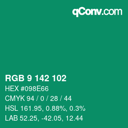 Color code: RGB 9 142 102 | qconv.com