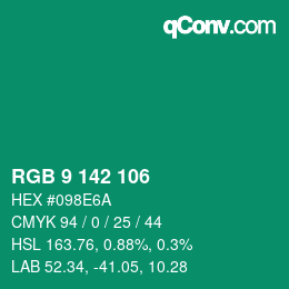 Color code: RGB 9 142 106 | qconv.com