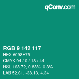 カラーコード: RGB 9 142 117 | qconv.com