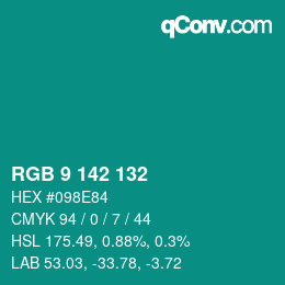 Color code: RGB 9 142 132 | qconv.com