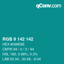 Color code: RGB 9 142 142 | qconv.com