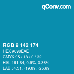 Color code: RGB 9 142 174 | qconv.com