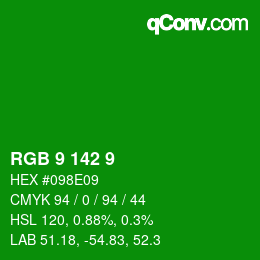 Color code: RGB 9 142 9 | qconv.com