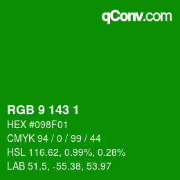 Color code: RGB 9 143 1 | qconv.com