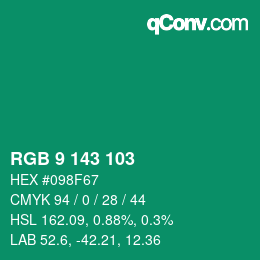 Color code: RGB 9 143 103 | qconv.com
