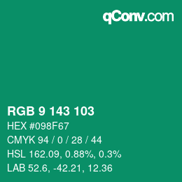 カラーコード: RGB 9 143 103 | qconv.com