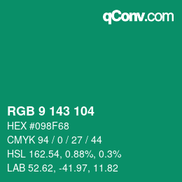 Color code: RGB 9 143 104 | qconv.com