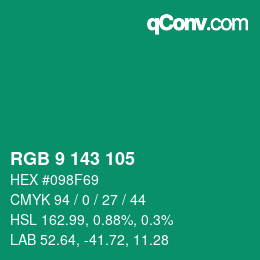 颜色代码: RGB 9 143 105 | qconv.com