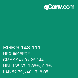 Farbcode: RGB 9 143 111 | qconv.com