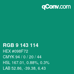 Color code: RGB 9 143 114 | qconv.com